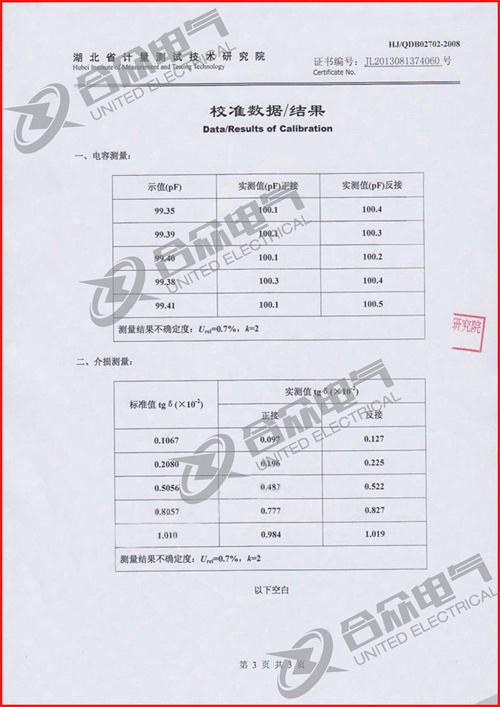 抗干擾異頻介損測(cè)試儀證書(shū)