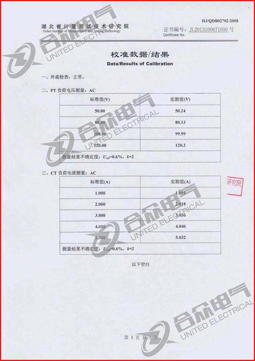 互感器二次負(fù)荷在線測(cè)試儀證書(shū)