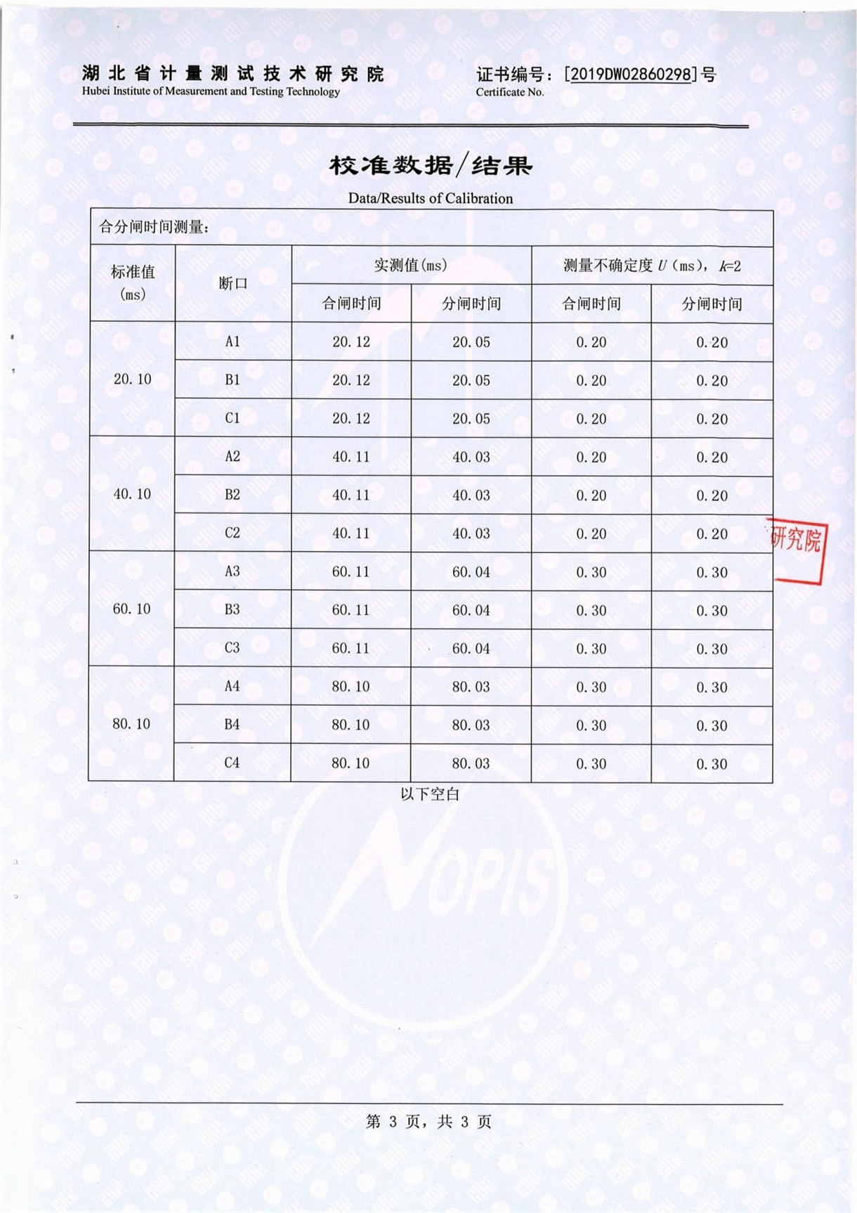 高壓開關(guān)動特性測試儀 證書