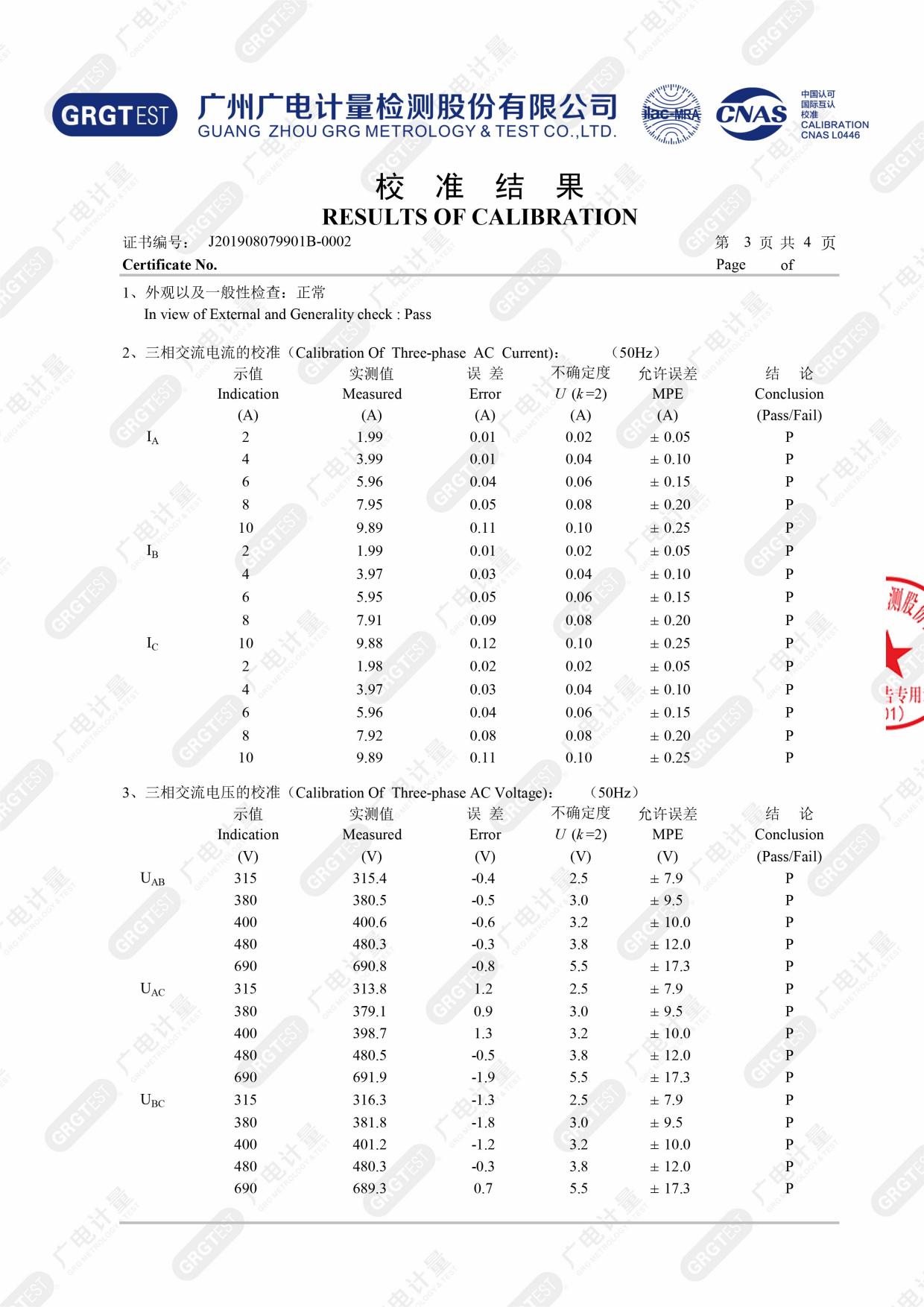 高低壓開關(guān)柜通電試驗(yàn)臺 證書